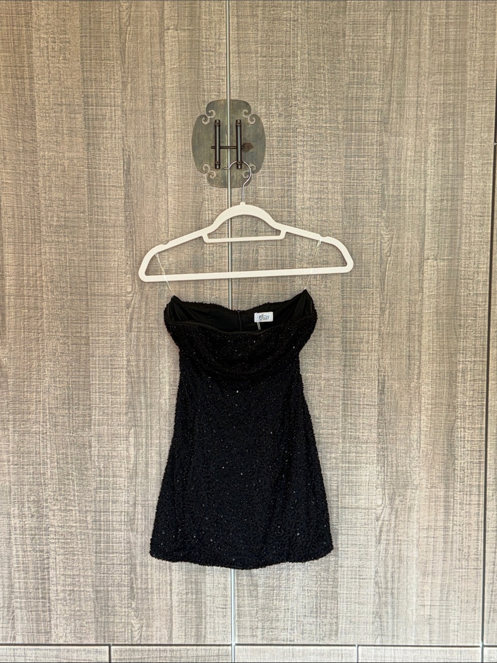 Oh Polly Embellishedโ Strapless Cowl Neck Mini Dress